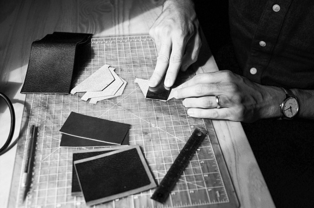 Hand thinning leather goods